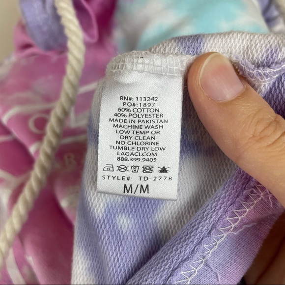 Lagaci Pink Purple Blue Tie Dye Long Sleeve Pastel Hoodie California Medium - Picture 7 of 8